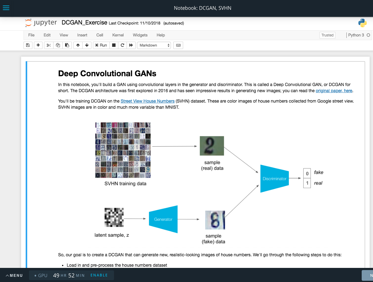 Jupyter Notebook within the Workspace Environment